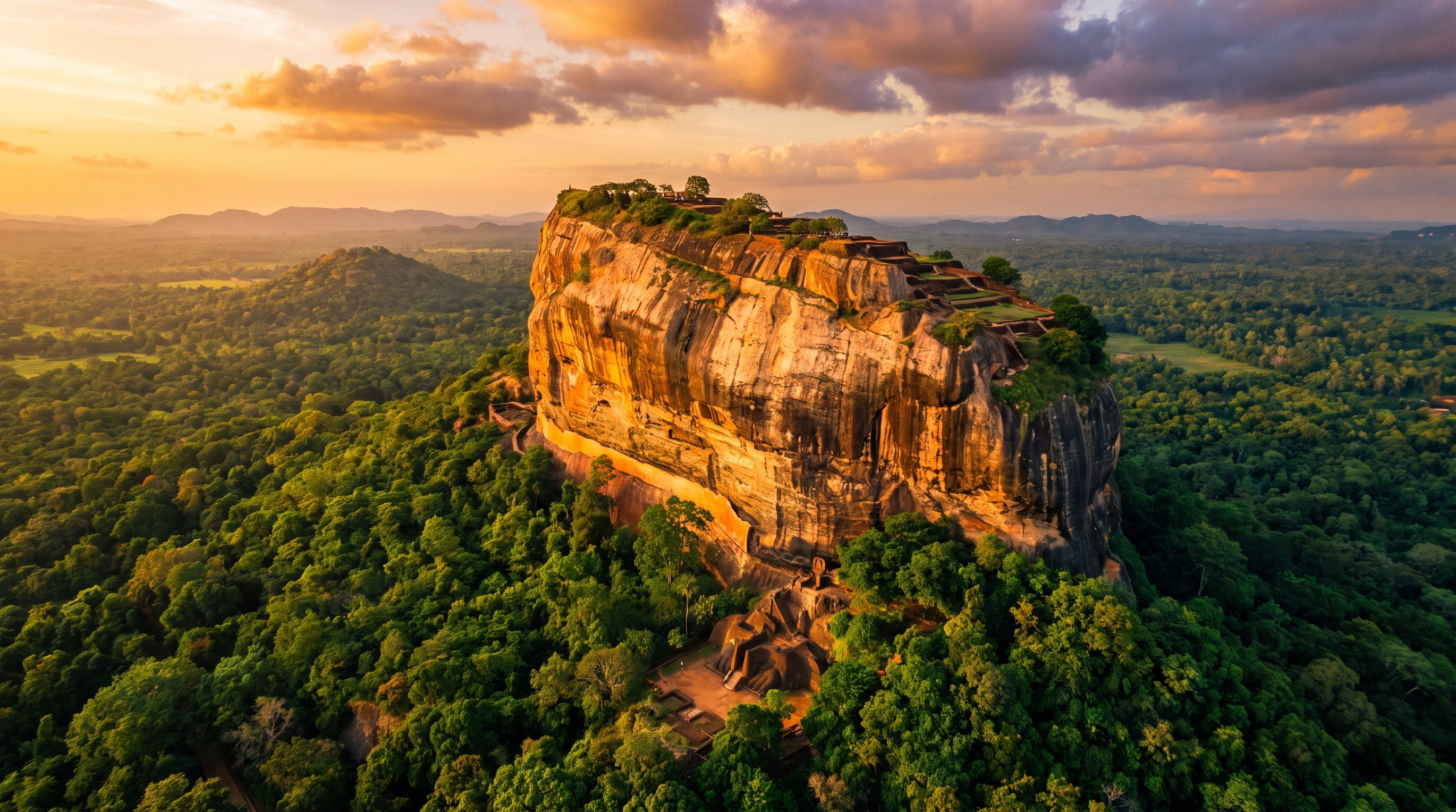 Red train crossing the iconic Nine Arch Bridge in Ella, Sri Lanka